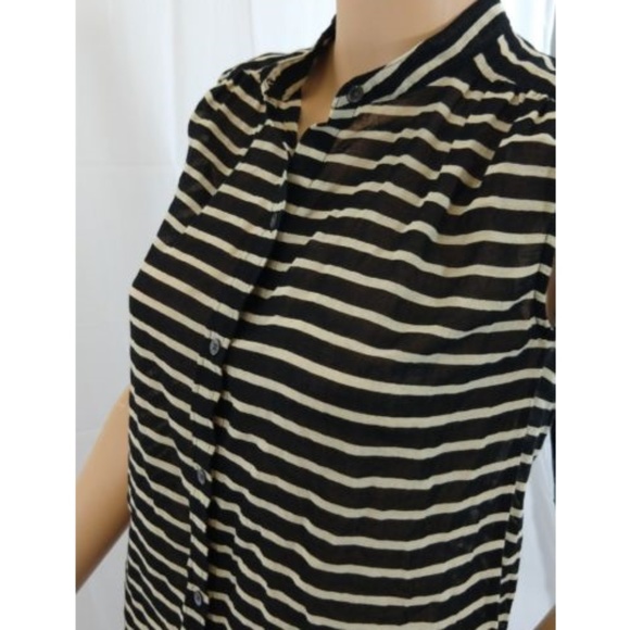 J. Crew Striped Button Up Sleeveless Sheer Top - Picture 1 of 8